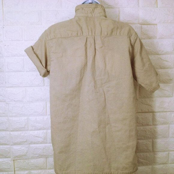 Vintage 80s L.L. Bean Coolweave Shirt Top Lady-M Cotton ButtonUp SSL Vents Tan - Picture 13 of 16